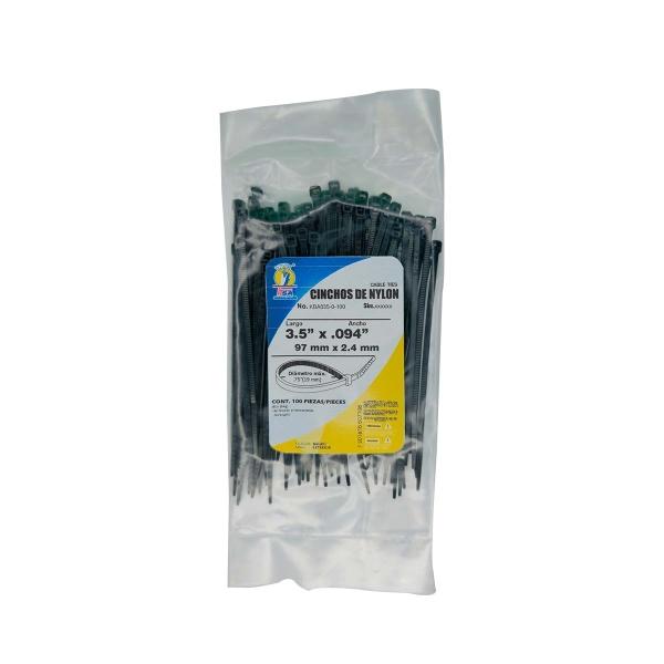 SUJETA CABLE 3.5 NEGRO BOLSA CON 100 PIEZAS