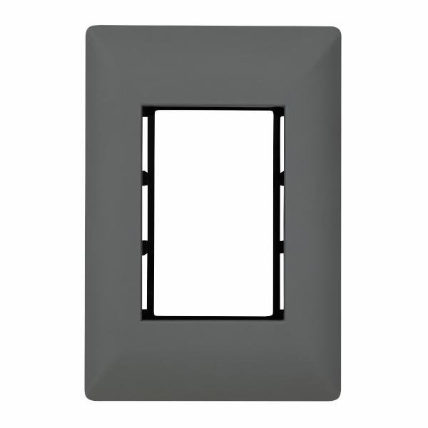 PLACA DE PARED DE 3 MÓDULOS GRIS OSCURO MATE