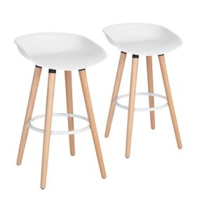 HOMEMAKE BANCOS PATAS DE MADERA MACIZA DE HAYA 2 PIEZAS BLANCO