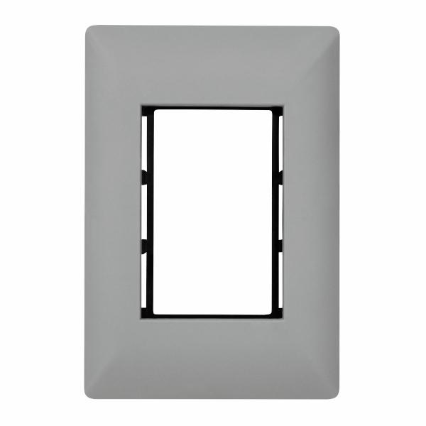 PLACA DE PARED DE 3 MÓDULOS GRIS MATE