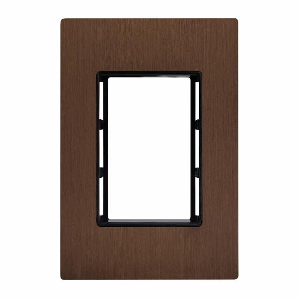 PLACA DE PARED DE 3 MÓDULOS BRONCE CEPILLADO