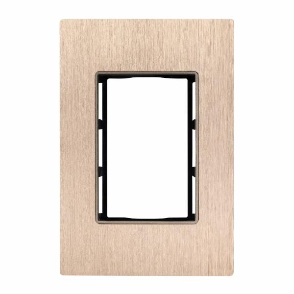 PLACA DE PARED DE 3 MÓDULOS ALUMINIO COBRE CEPILLADO