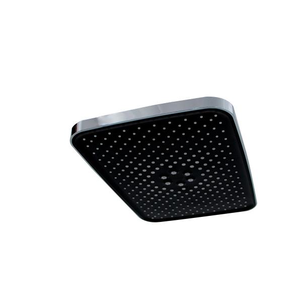 REGADERA RECTANGULAR DE 31 X 20 CM DE ABS CON ACABADO CROMO CON VISTA NEGRO MATE