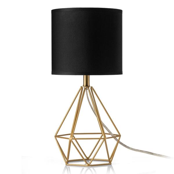 LÁMPARA DE MESA DORADA CON PANTALLA NEGRA MINIMALISTA