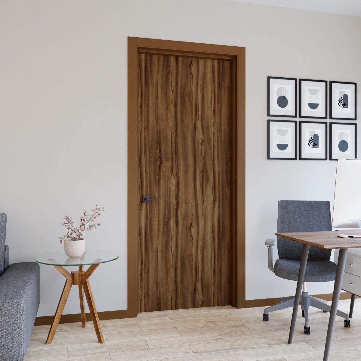 Puerta interior reforzada nogal terra 90 x 230 cm express plus