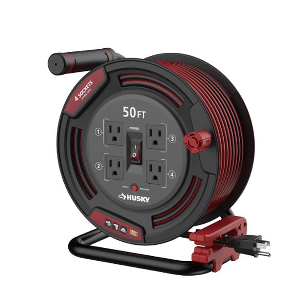 CARRETE CON CABLE DE EXTENSION 14/3 DE 15.24 METROS CON 4 TOMACORRIENTES ATERRI