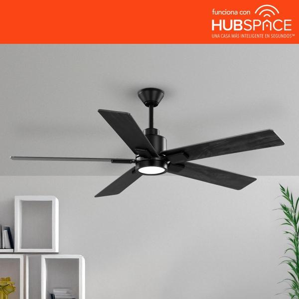 VENTILADOR DE TECHO ZANDRA II 52" INTELIGENTE FUNCIONA CON HUIBSPACE PARA INTERIOR/EXTERIOR NEGRO