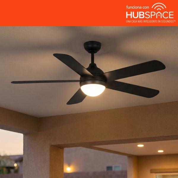 VENTILADOR DE TECHO MORLAND 52" INTELIGENTE FUNCIONA CON HUBSPACE PARA INTERIOR/EXTERIOR NEGRO