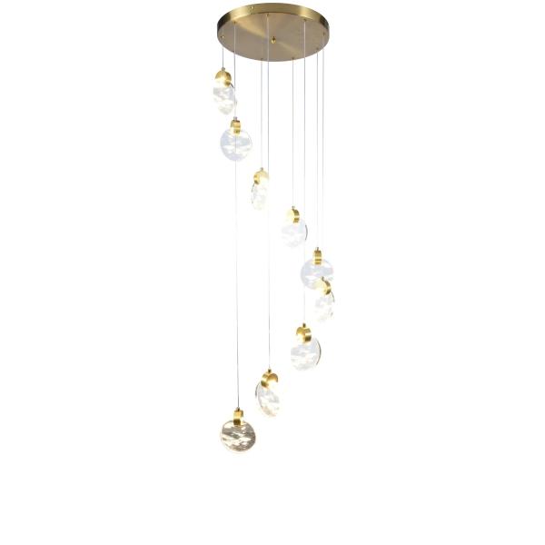 CANDIL MODERNO LED INTEGRADO DE 9 LUCES CON DETALLES EN VIDRIO, 27W, 1350LM, 3000K