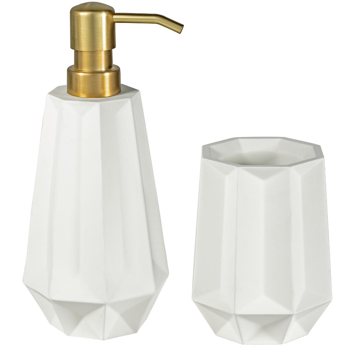 Set dispensador de jabón y porta cepillo de dientes blanco