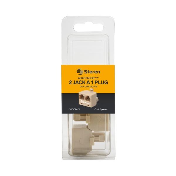 ADAPTADOR TELÉFONICO Y 2 JACKS A 1 PLUG DE 4 CONTACTOS