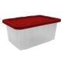 CAJA USO RUDO 102 LITRO TRASLÚCIDO TAPA ROJA