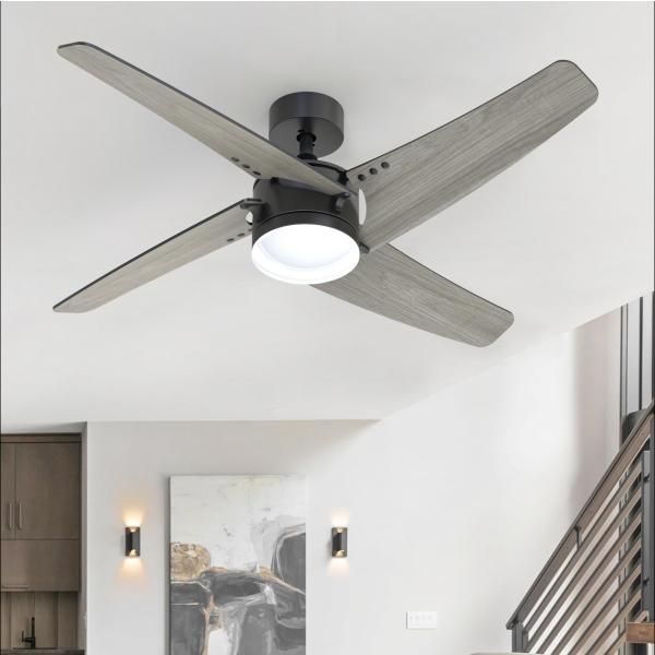 VENTILADOR DE TECHO 52" LED INTEGRADO PARA INTERIOR NEGRO