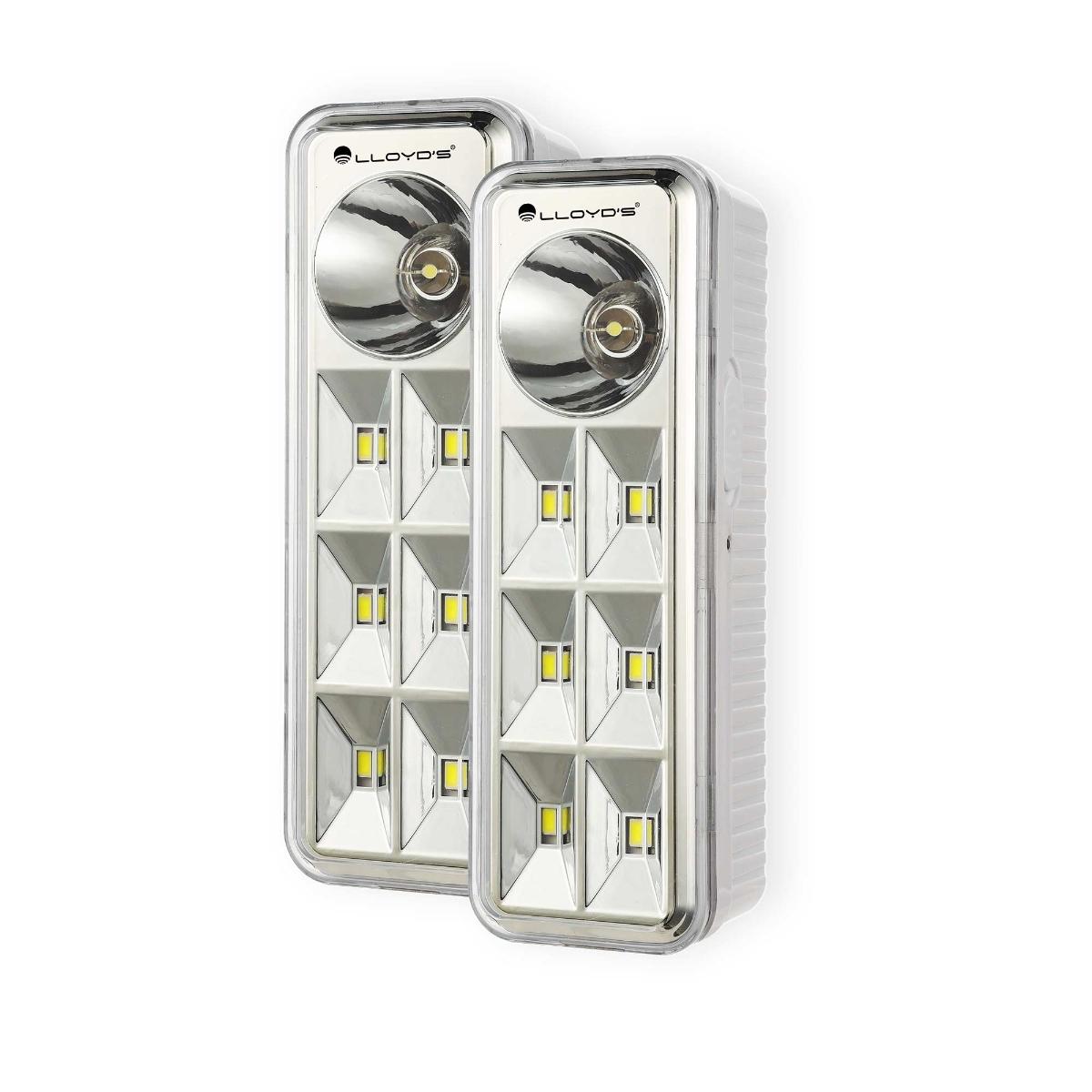 Juego de 2 lámparas de emergencia con linterna y 6 led