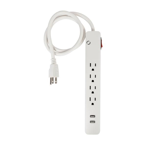 BARRA MULTICONTACTO 4+2 USB CON SUPRESOR