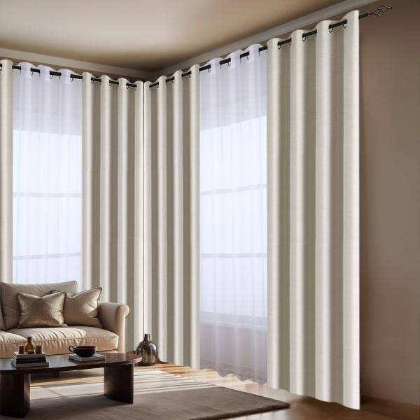 SET 4 CORTINAS: 2 CORTINAS 100% BLACKOUT BEIGE + 2