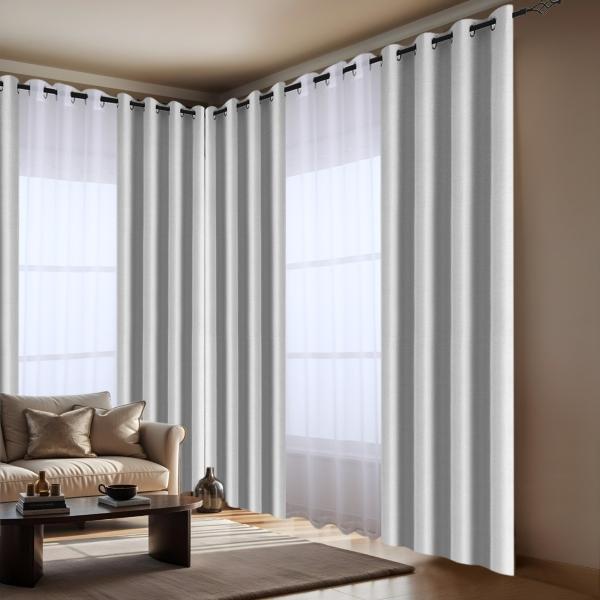 SET 4 CORTINAS: 2 CORTINAS 100% BLACKOUT GRIS + 2