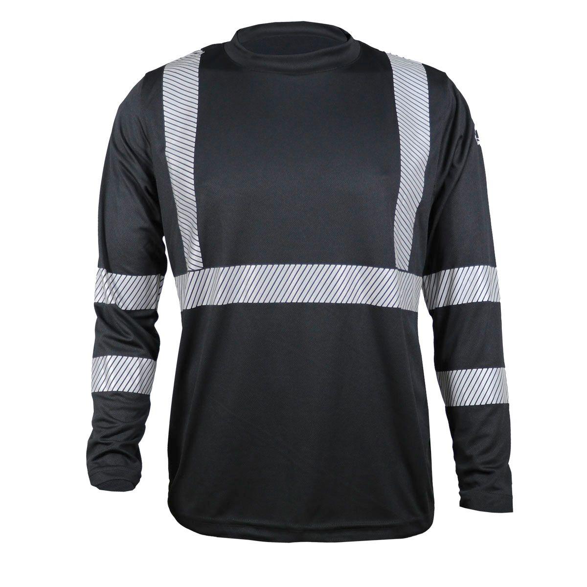 Camisa negra manga larga con reflejante de alta visibilidad talla md