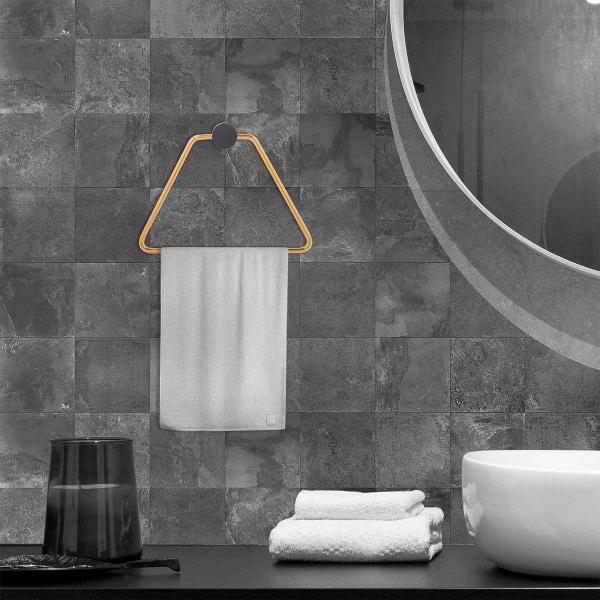 Accesorios De Baño Cuadrados En Dorado Cepillado Toallero+ Percha