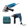 KIT ROTOMARTILLO BOSCH HEAVY DUTY 750W CON 23 ACC + ESMERIL BOSCH PROFESSIONAL 770W M14