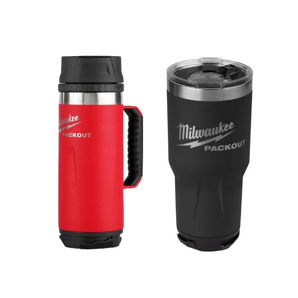COMBO PACKOUT TERMO DE 20 ONZAS NEGRO Y TAZA DE 18 ONZAS ROJA