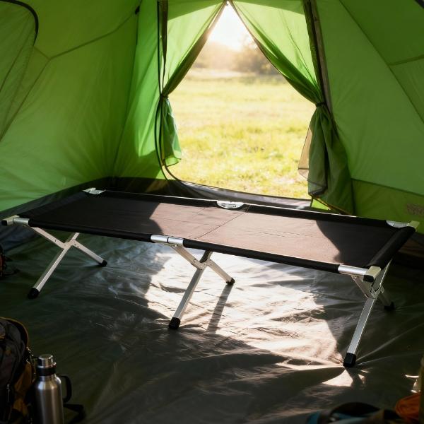 CAMASTRO PLEGABLE NEGRO 1.9 X 0.65M ALUMINIO