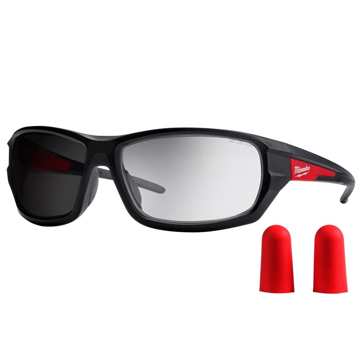 Combo lentes de seguridad de alto rendimiento de transición con 10 pares de tapones para oídos