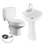 PAQUETE SANITARIO ALARGADO 4.8 L Y LAVABO CON ACCESORIOS DE INSTALACIÓN URREA