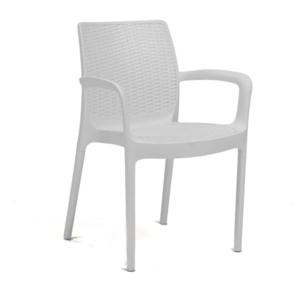 PAQUETE DE 6 SILLAS DE JARDÍN BALI CON TEXTURA DE RATTAN BLANCAS