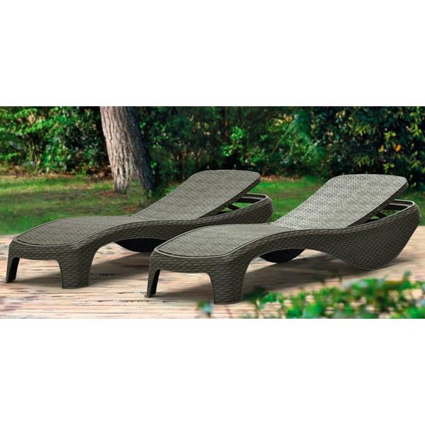 SET DE 2 CAMASTROS DE JARDÍN CON TEXTURA DE RATTAN GRIS GRAFITO