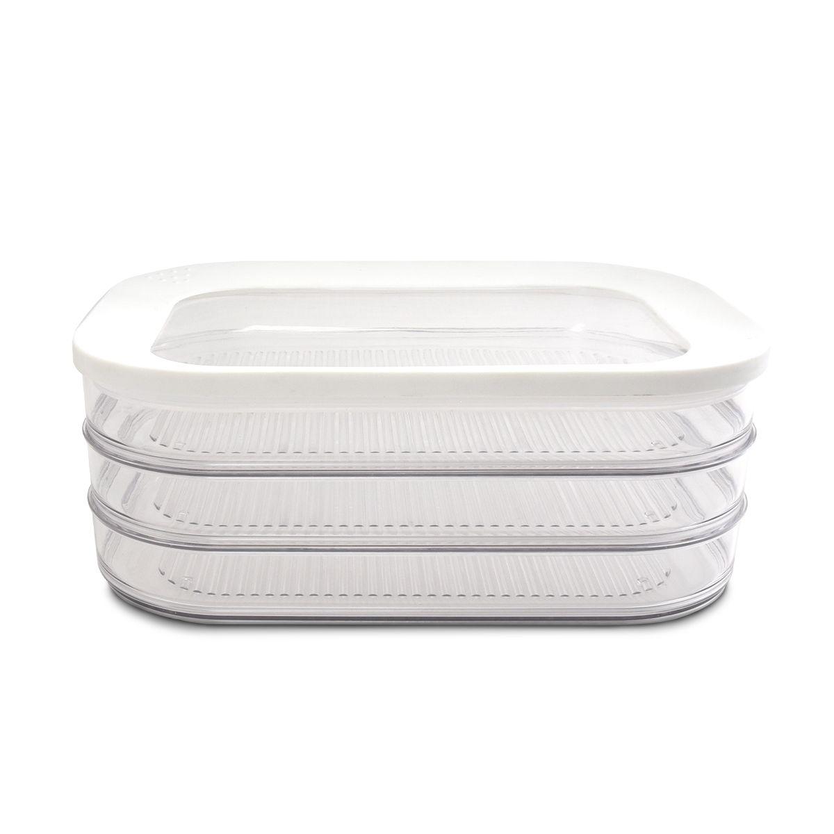 Juego de tres contenedores apilables