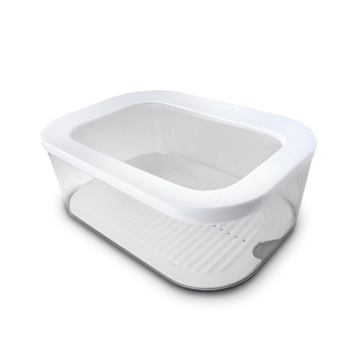 Contenedor con tapa y base de rejilla para quesos