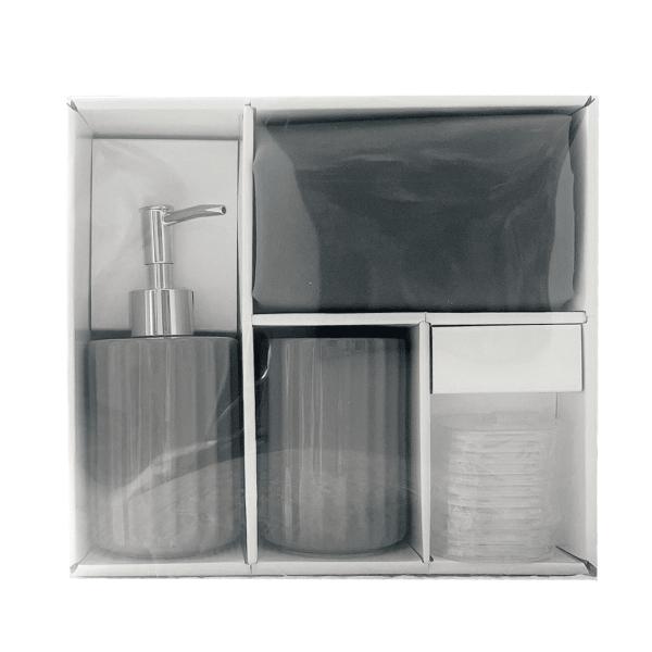 JUEGO DE ACCESORIOS GRIS PARA BAÑO HOMECREATIONS