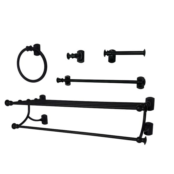 JUEGO DE ACCESORIOS PARA BAÑO NEGRO MATE HOTEL