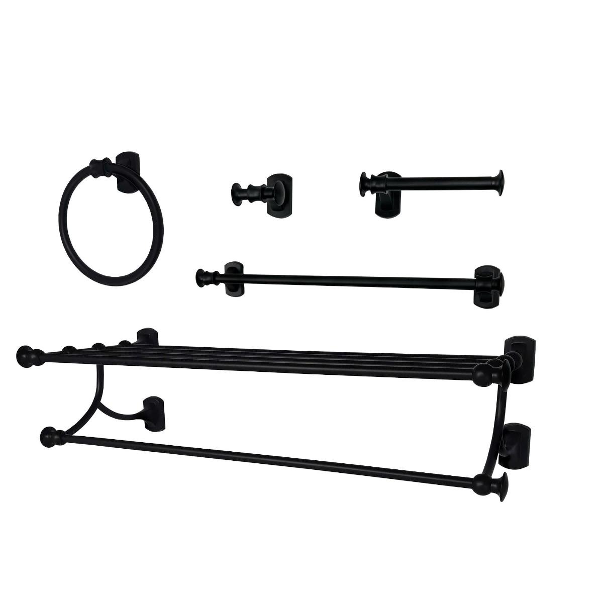 Juego de accesorios para baño negro mate hotel