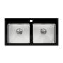 TARJA DE 2 TINAS 91 x 48.5 x 21.8 CM CUBIERTA DE CRISTAL NEGRO