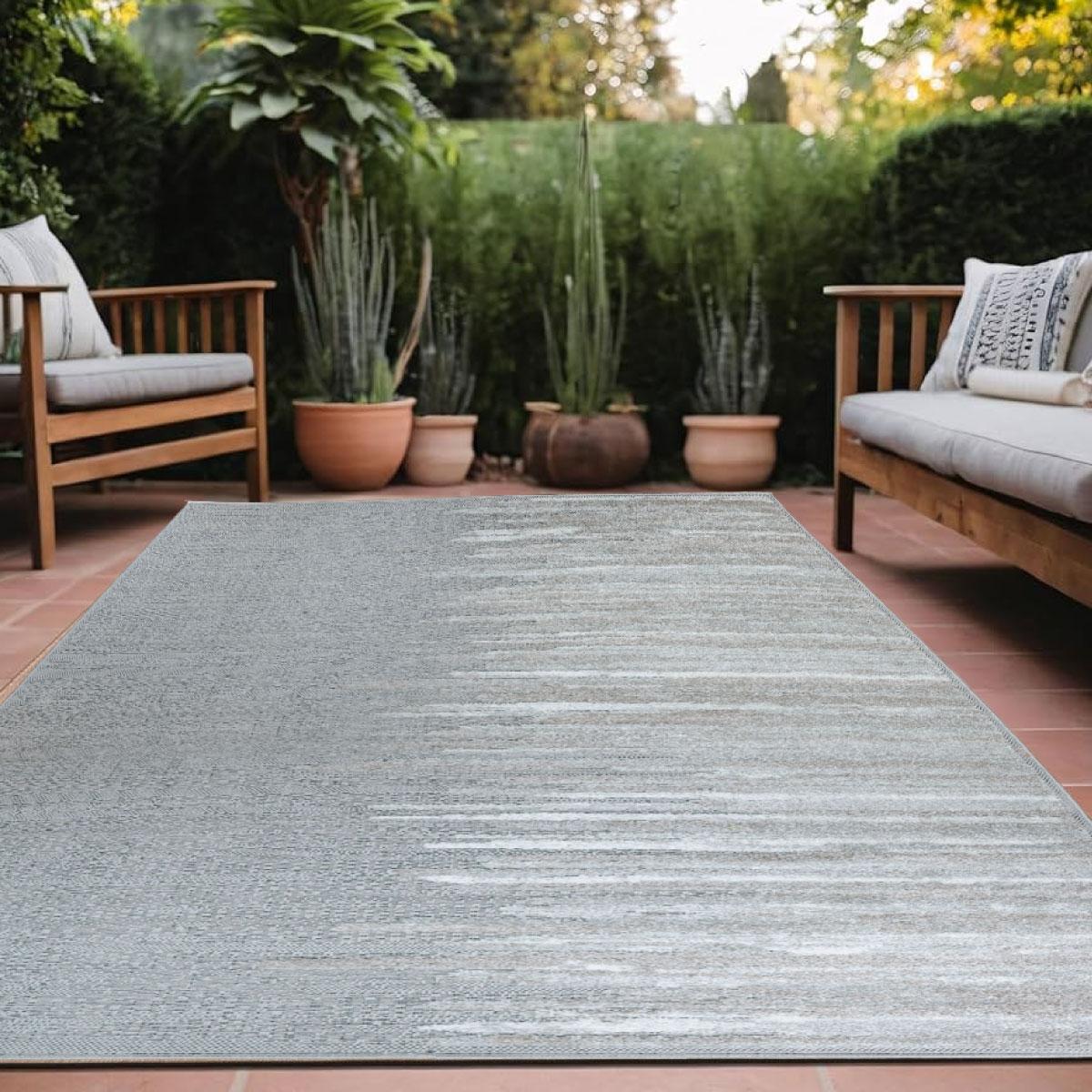 Tapete lotus para exterior 160 x 230 cm gris