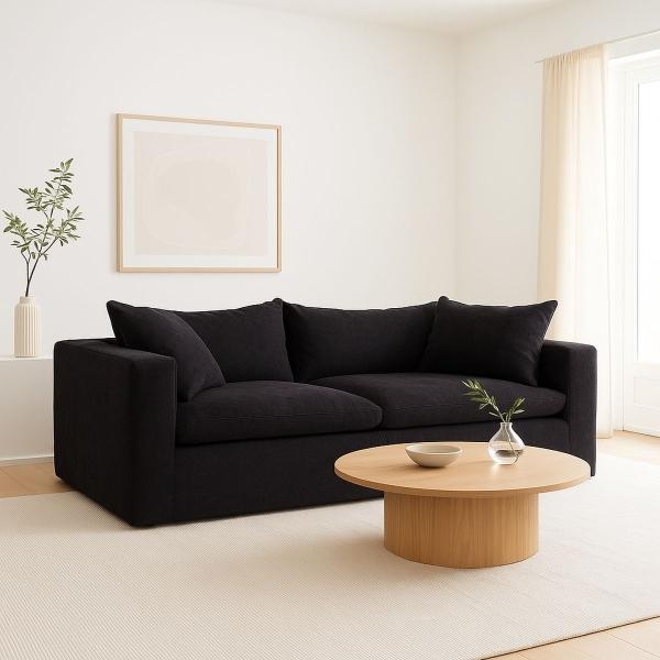 SALA LOVE COTTON 100% DE ESPUMA 2 PIEZAS NEGRA