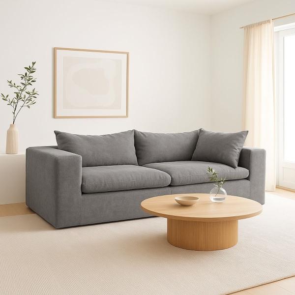 SALA LOVE COTTON 100% ESPUMA 2 PIEZAS GRIS