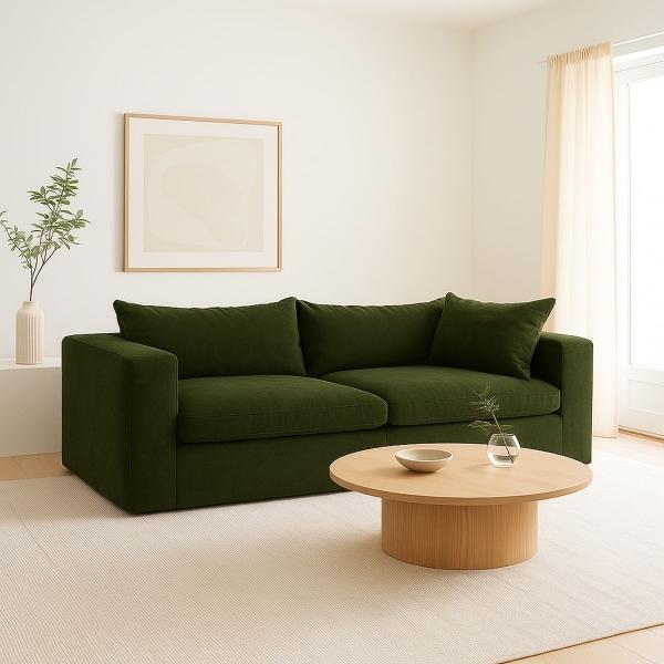 SALA LOVE COTTON 100% ESPUMA 2 PIEZAS OLIVO