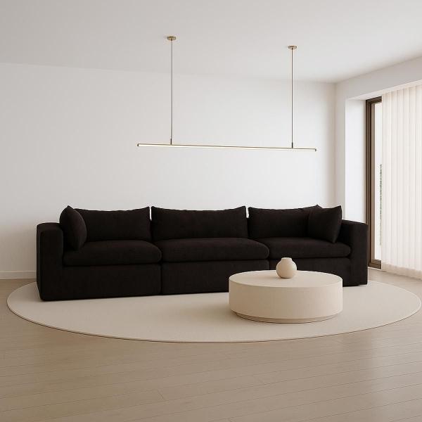 SOFÁ COTTON 100% ESPUMA 3 PIEZAS NEGRO