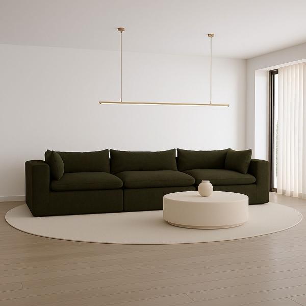 SOFÁ COTTON 100% ESPUMA 3 PIEZAS NEGRO