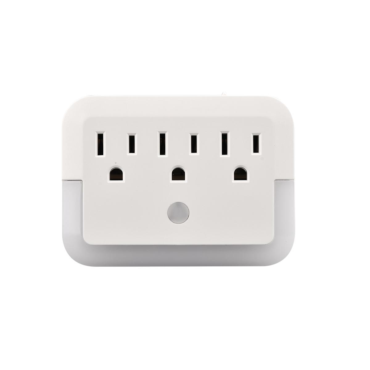 Multicontacto 3 salidas con luz de noche