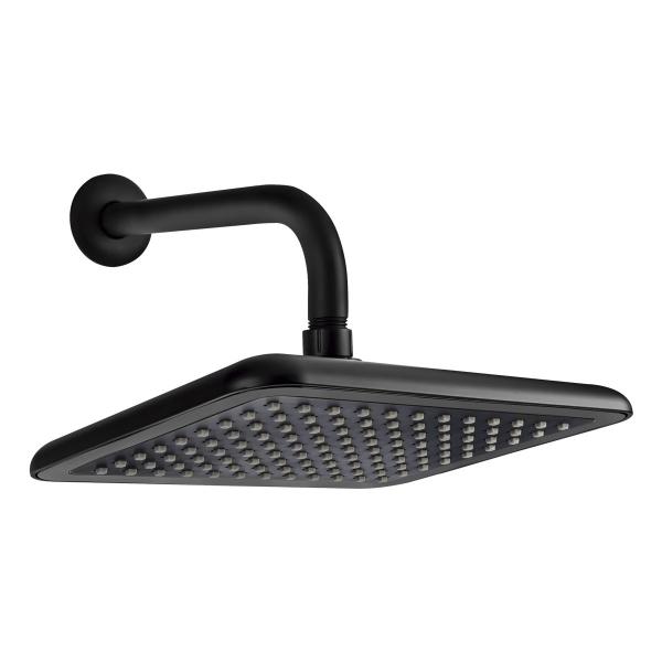 REGADERA CON BRAZO GRETA NEGRO MATE 20 X 25 CM
