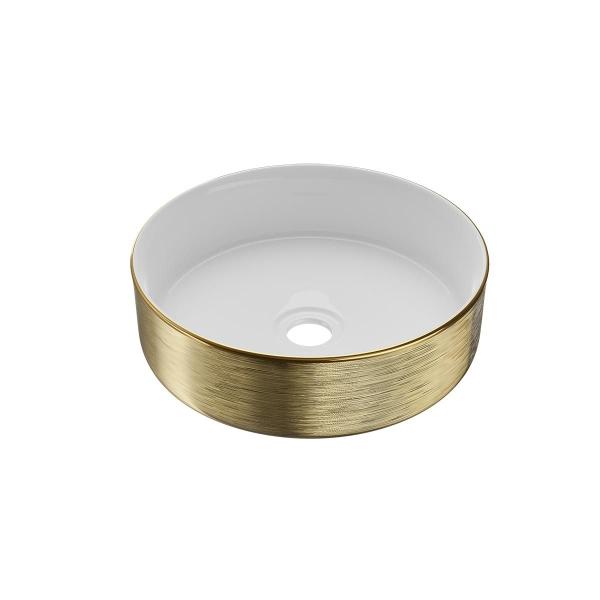 OVALÍN CITRINO CERAMICO ACABADO DORADO CORONA 13.89" x 13.89" x 4.52"