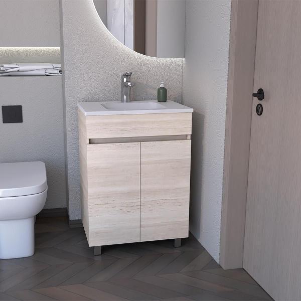 MUEBLE PARA BAÑO DE PISO TERESINA 24" TIVOLI AGLOMERADO CON LAVAMANOS Y GRIFERÍA