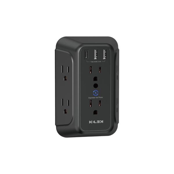 MULTICONTACTO DE ENCHUFE DE PARED NEGRO