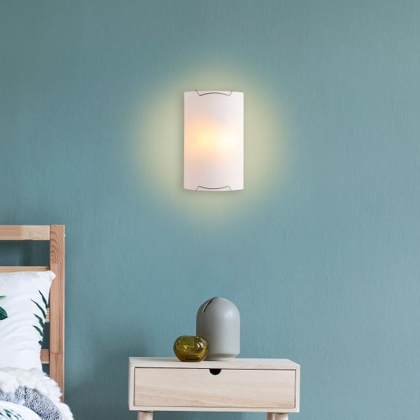LÁMPARA DE PARED BLANCA LARGA CON LUZ INCANDESCENTE 60 WATTS