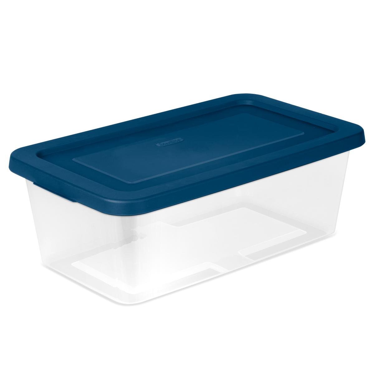 Caja transparente 5.7l/6qt tapa azul marino