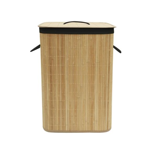 CESTO DE BAMBÚ CON TAPA Y FORRO NEGRO 40x30x60cm